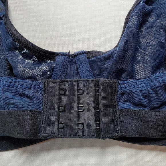 3/30$ ๐ Blush Esprit Plunge Bra Blue Black Mesh - Picture 7 of 8